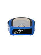 Alpinestars Vision 5 Blaze Goggles, motorcrossbril, blauw, achteraanzicht met dik meerlaags gezichtsschuim en brede blauwe geweven band met een zwarte logopatch, hoogwaardige oogbescherming voor off-road rijden