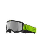 Alpinestars Vision 5 Hollow Goggles, Motocross Off-Road Goggles, Charcoal and Yellow Fluo, reflective silver mirror lens with black frame, wide black strap with bold neon yellow branding and internal silicone grip, ventilation ports and plush face foam