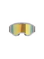 Alpinestars Vision 5 Hollow Goggles, motocrossbril, wit en Wind Mirror Gold, vooraanzicht met gespiegelde polycarbonaat lens, lichtgrijs flexibel frame en band, hoogwaardige oogbescherming voor motocross en off-road rijden