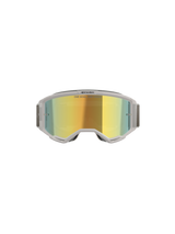Alpinestars Vision 5 Hollow Goggles, motocrossbril, wit en Wind Mirror Gold, vooraanzicht met gespiegelde polycarbonaat lens, lichtgrijs flexibel frame en band, hoogwaardige oogbescherming voor motocross en off-road rijden