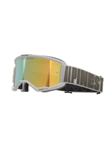 Alpinestars Vision 5 Hollow Goggles, motorcrossbril, wit frame met Wind Mirror Gold lens, grijze geweven band met opvallende Alpinestars-branding, hoogwaardige oogbescherming voor off-road racen