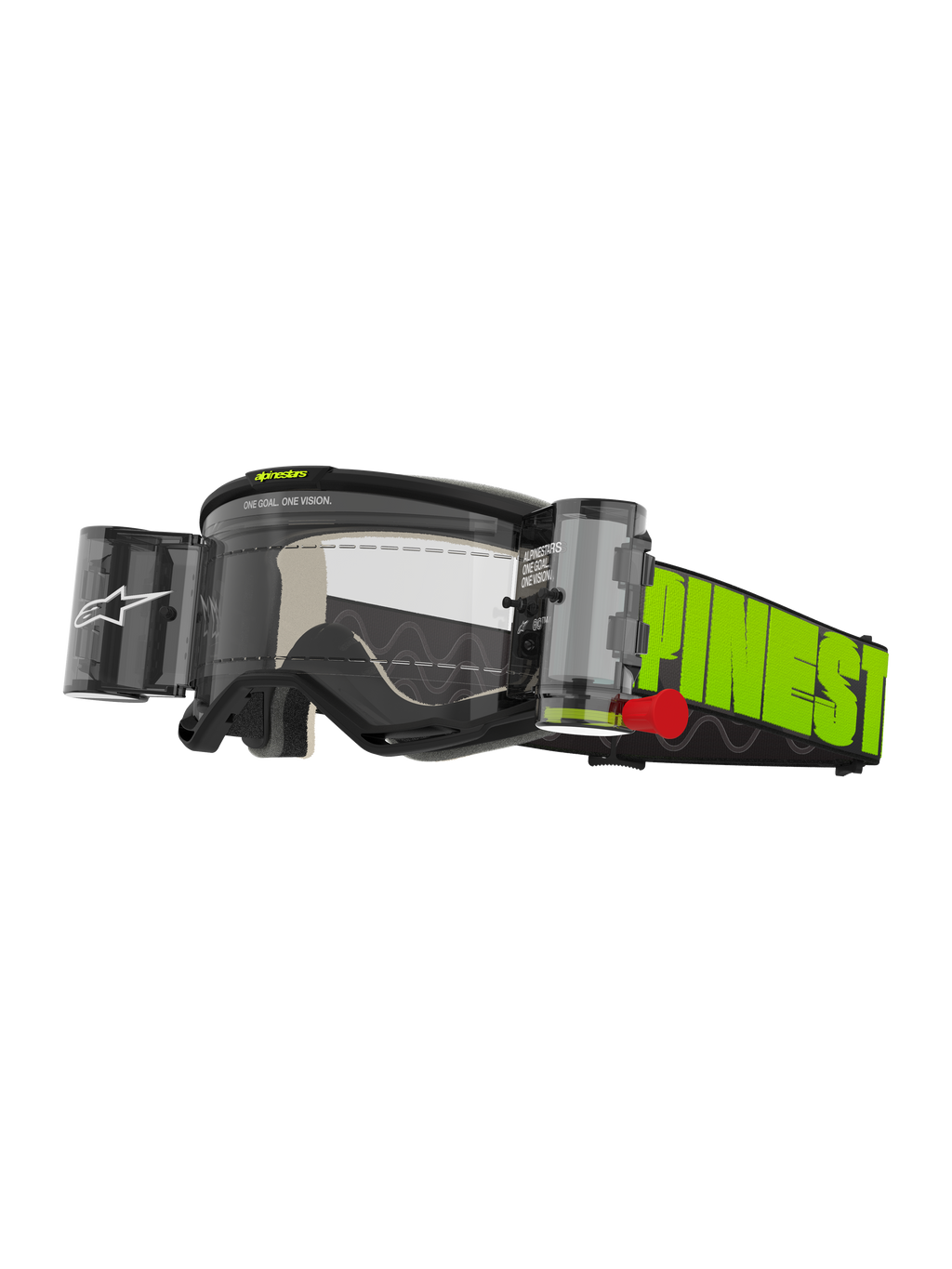 Alpinestars Vision 5 Hollow Goggles Roll Off, motorcrossbril, antraciet en fluogeel, heldere anti-condens lens met geïntegreerd WIDE-VISION roll-off systeem, opvallende fluogele band met zwarte branding, duurzame beschermende bril voor off-road