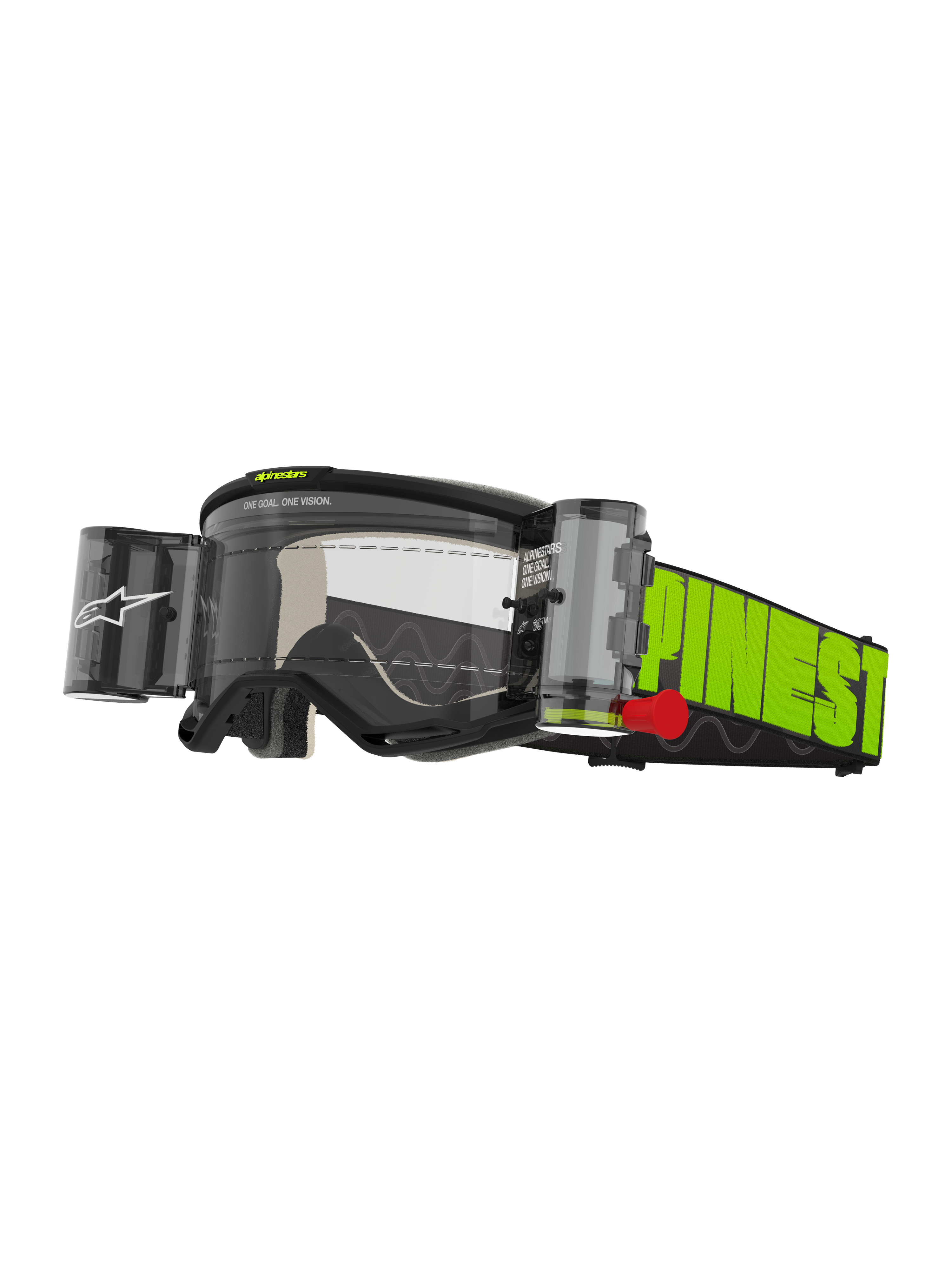 Alpinestars Vision 5 Hollow Goggles Roll Off, motorcrossbril, antraciet en fluogeel, heldere anti-condens lens met geïntegreerd WIDE-VISION roll-off systeem, opvallende fluogele band met zwarte branding, duurzame beschermende bril voor off-road