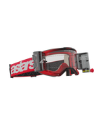 Alpinestars Vision 5 Blaze Goggles Roll Off, motorcrossbril, rood frame met wit astars-logo op de band, heldere lens met geïntegreerd Wide Vision Roll-Off-systeem, duurzame oogbescherming voor off-road rijden