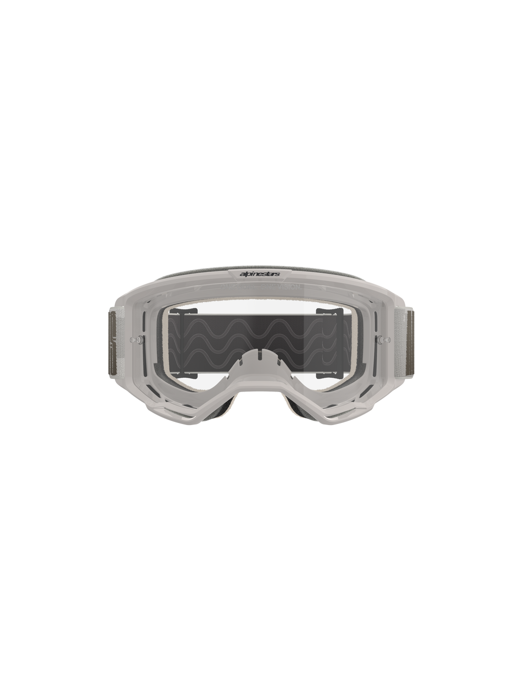 Alpinestars Vision 5 Hollow Goggles, motorcrossbril, Wind Clear, wit doorschijnend frame met een heldere anti-condens lens, brede grijze verstelbare band met siliconen grip, professionele off-road motoruitrusting