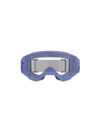 Alpinestars Vision 5 Wordmark crossbril, paars en helder, voorzien van een lichtgewicht A-FLEX urethaan frame, heldere anti-condens polycarbonaat lens met 'ONE GOAL. ONE VISION.' branding, 17 mm meerlaags gezichtsschuim en paarse geweven band met opvallend wordmark-logo, professionele motorcross oogbescherming