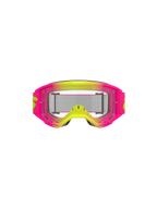 Alpinestars Vision 5 Wordmark goggles, motorcrossbril, roze en fluogeel met heldere lens, frame met levendig kleurverloop, brede geweven band met gele branding, hoogwaardige oogbescherming voor off-road rijden