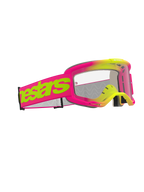 Alpinestars Vision 5 Wordmark Goggles, motorcrossbril, roze en fluorescerend geel frame met heldere lens, brede roze band met opvallend neongeel Alpinestars-woordmerklogo, hoogwaardige oogbescherming voor off-road racen