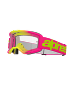 Alpinestars Vision 5 Wordmark Goggles, motorcrossbril, roze en fluogeel, heldere lens, opvallend limoengroen logo op een roze band, meerlaags gezichtsschuim, geventileerd ontwerp voor off-road racing