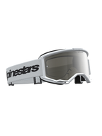 Alpinestars Vision 3 Wordmark Mirror veiligheidsbril, wit en zwart, motorcrossbril met anti-condens zilveren spiegellens.