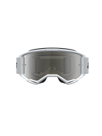 Alpinestars Vision 3 Wordmark Mirror veiligheidsbril, witte en zwarte motorcrossbril met zilveren spiegelglas, anti-condens lens en RAM-AIR ventilatie.