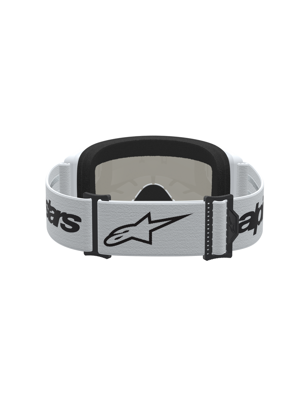 Alpinestars Vision 3 Wordmark Mirror veiligheidsbril, wit-zwarte motocrossbril met sterlogo en zacht gezichtsschuim.