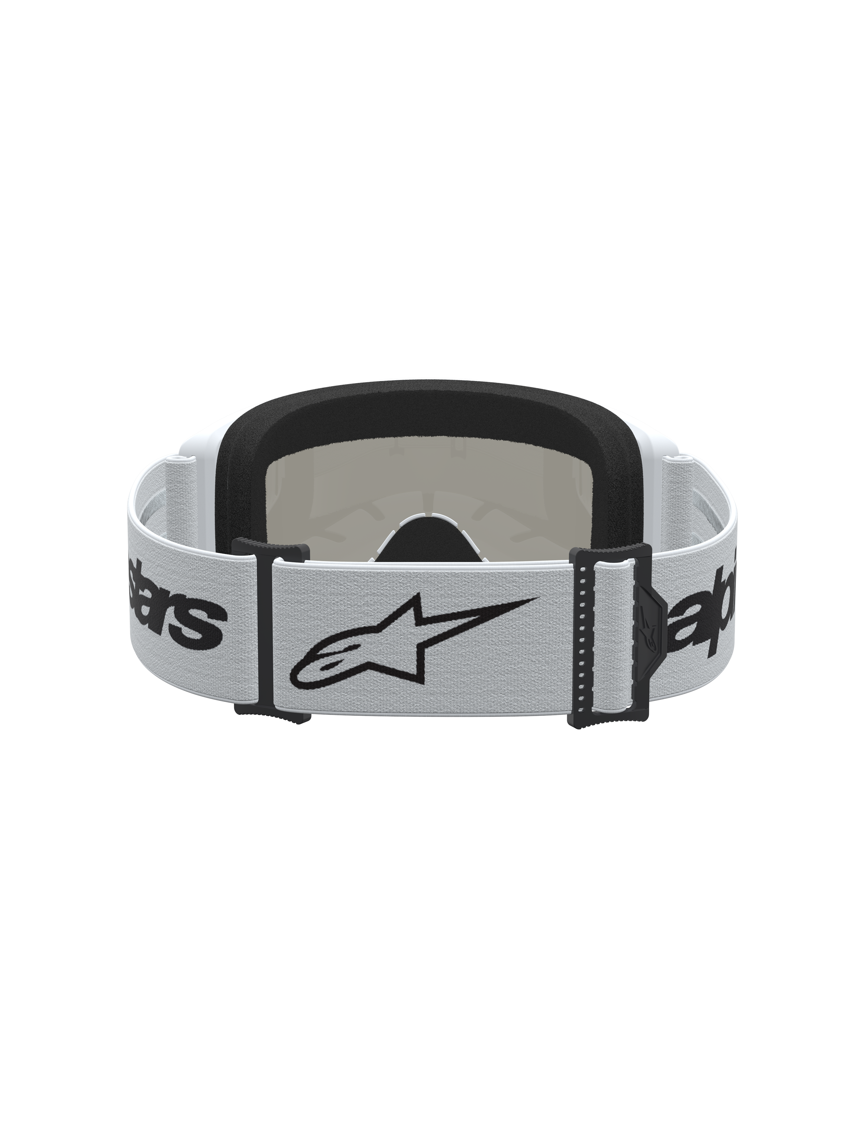 Alpinestars Vision 3 Wordmark Mirror veiligheidsbril, wit-zwarte motocrossbril met sterlogo en zacht gezichtsschuim.