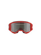 Alpinestars Vision 3 Wordmark Goggles, motorcrossbril, rood frame met Silver Mirror lens, vooraanzicht met de tekst 'ONE GOAL. ONE VISION.' op de lens en een brede rode band