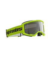 Alpinestars Vision 3 Wordmark Goggles, Motocross Goggles, Yellow Fluo and Mirror Silver, bright yellow frame with reflective silver lens, wide yellow strap with black Alpinestars branding