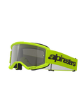 Alpinestars Vision 3 Wordmark Goggles, motorcrossbril, fluorgeel en zilveren spiegelglas, voorzien van een felgeel frame en band met een opvallend zwart Alpinestars-logo, hoogwaardige oogbescherming voor off-road racen