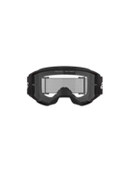 Alpinestars Vision 3 Wordmark Goggles, motorcrossbril, zwart en helder, vooraanzicht met heldere anti-condens lens, A-FLEX-frame, zwarte band met wit Alpinestars-logo en 'ONE GOAL. ONE VISION.' slogandetail.