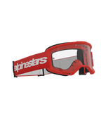 Alpinestars Vision 3 Wordmark Goggles, motorcrossbril, rood met heldere lens, met een rood frame en een brede rode band met witte Alpinestars-branding, professionele off-road racebril