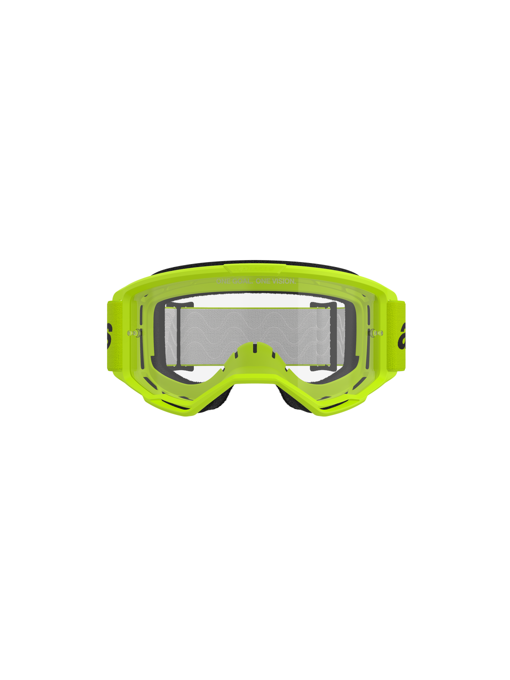 Alpinestars Vision 3 Wordmark Goggles, motorcrossbril, fluogeel en helder, fel neongeel frame, heldere anticondenslens, brede geweven band, off-road race-uitrusting
