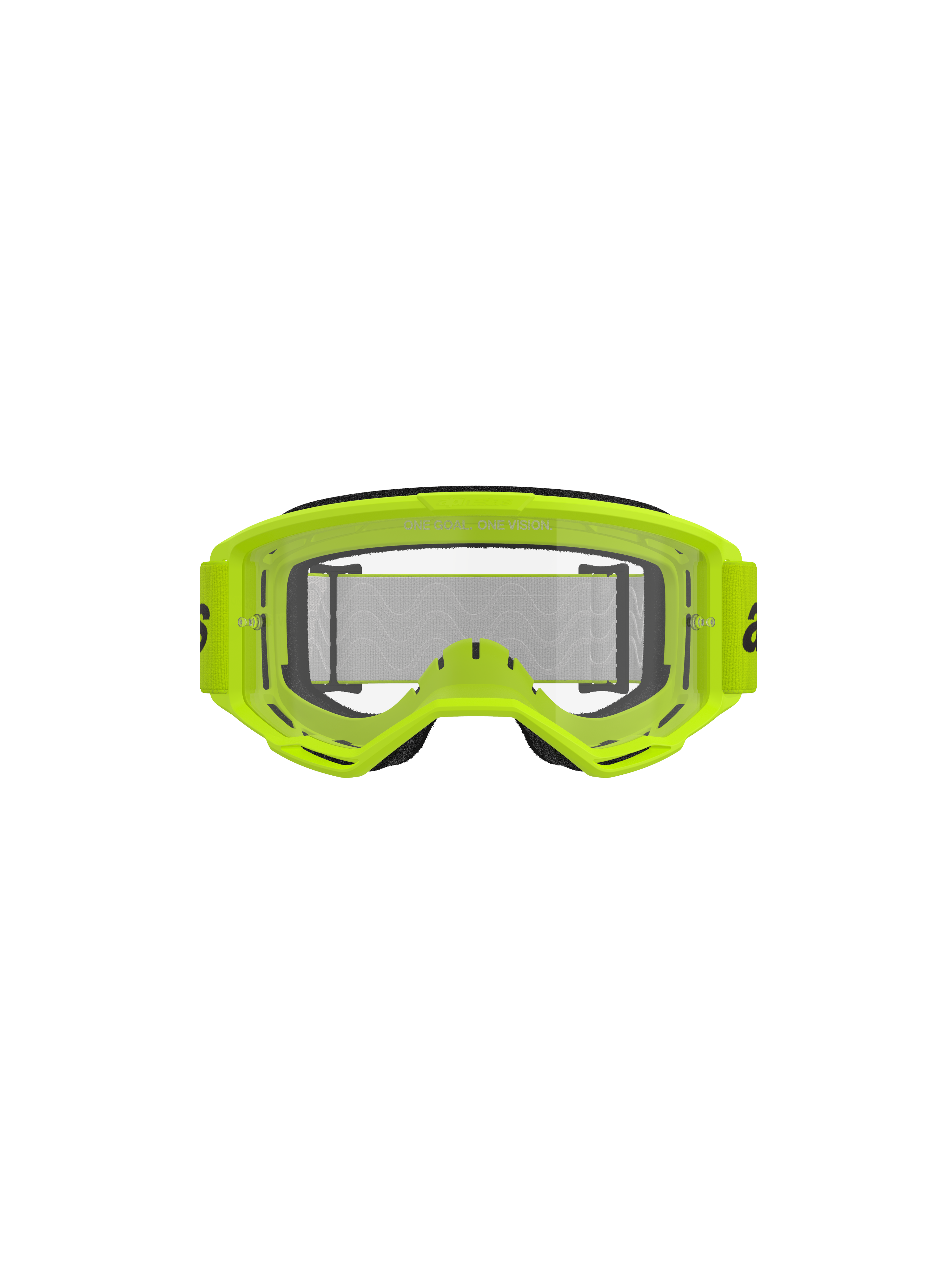 Alpinestars Vision 3 Wordmark Goggles, motorcrossbril, fluogeel en helder, fel neongeel frame, heldere anticondenslens, brede geweven band, off-road race-uitrusting