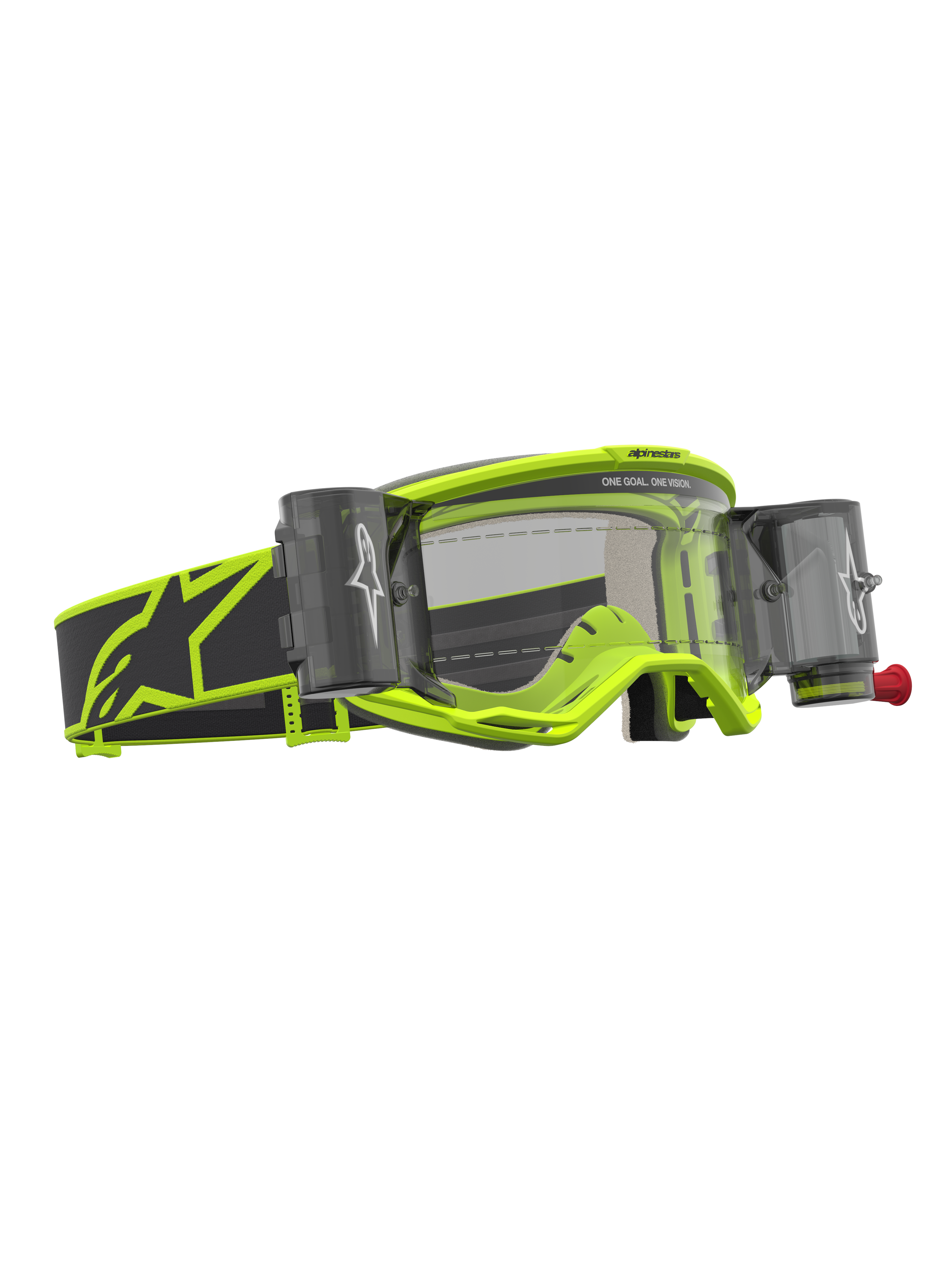 Alpinestars Vision 5 Rora Roll Off veiligheidsbril, motocrossbril, fluogeel en zwart, heldere lens met geïntegreerd roll-off systeem voor off-road prestaties.