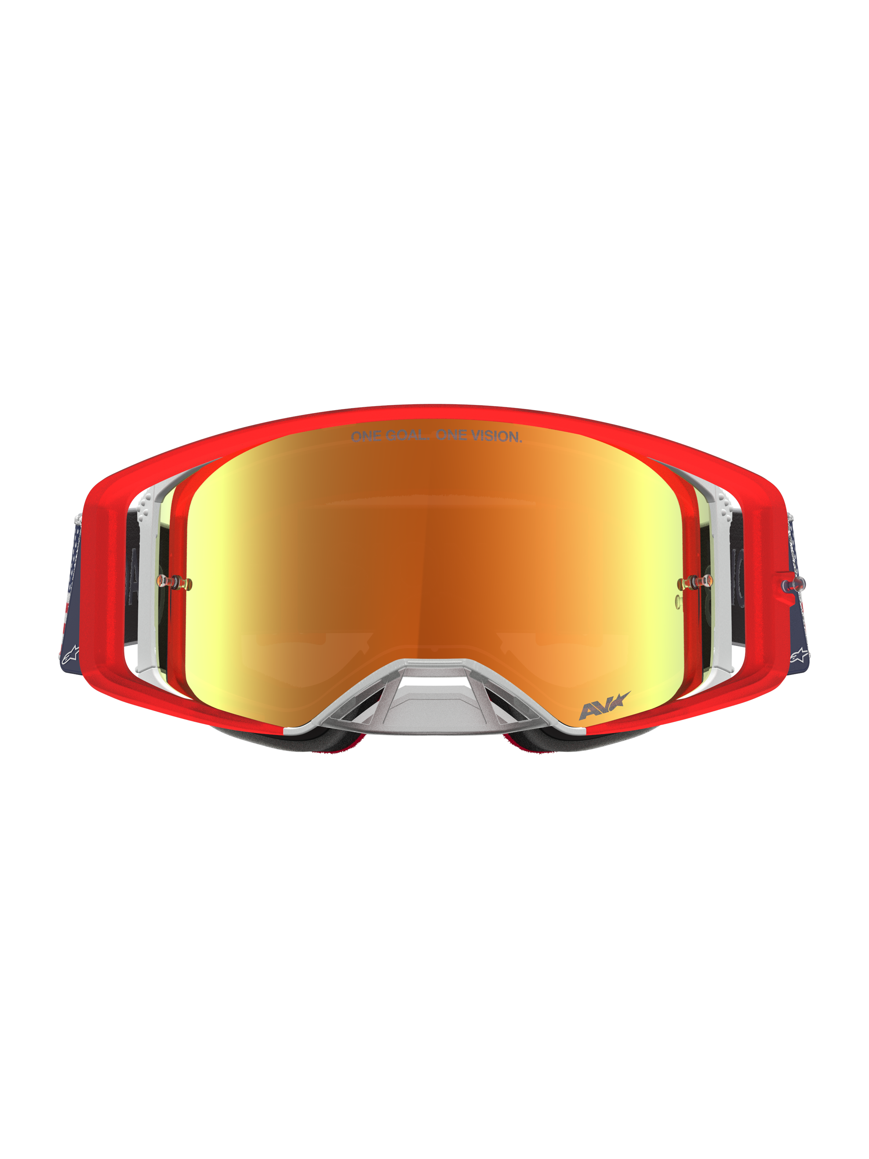 Alpinestars Limited Edition Supertech Fiftyfold veiligheidsbril, motocrossbril, rood en blauw, met reflecterende rode spiegellens