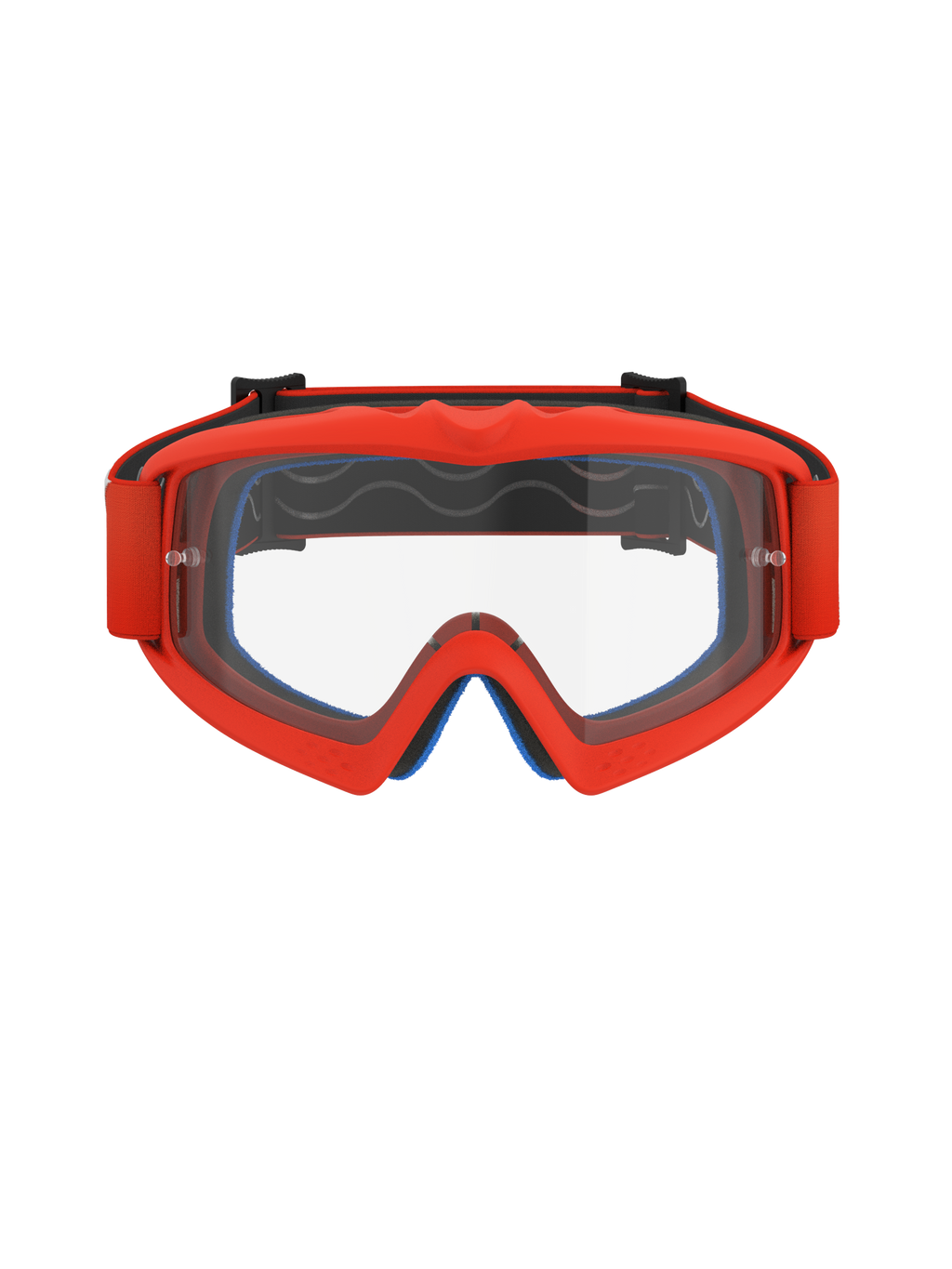 Alpinestars Vision Youth Corp Goggles, motorcrossbril, oranje met heldere lens, feloranje frame en bijpassende band, blauw gezichtsschuim zichtbaar aan de binnenzijde, heldere anticondenslens met tear-off pinnetjes, ontworpen voor jeugdrijders, hoogwaardige off-road racebril