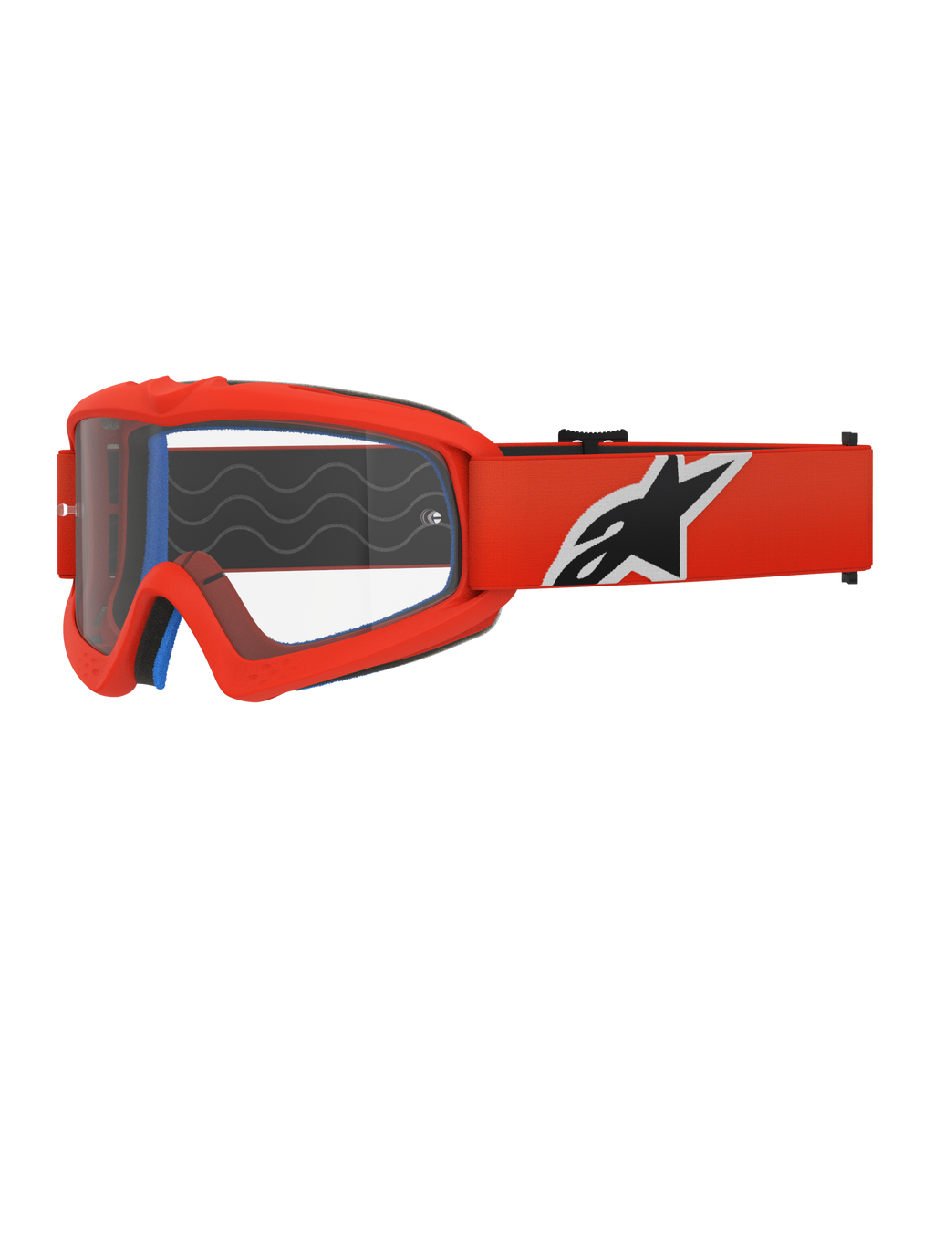Alpinestars Vision Youth Corp Goggles, motorcrossbril, oranje en helder, met een oranje frame en brede band met een opvallend zwart-wit logo, heldere anti-fog lens, ontworpen voor jeugdrijders en off-road racen.