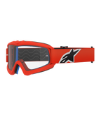 Alpinestars Vision Youth Corp Goggles, motorcrossbril, oranje en helder, met een oranje frame en brede band met een opvallend zwart-wit logo, heldere anti-fog lens, ontworpen voor jeugdrijders en off-road racen.