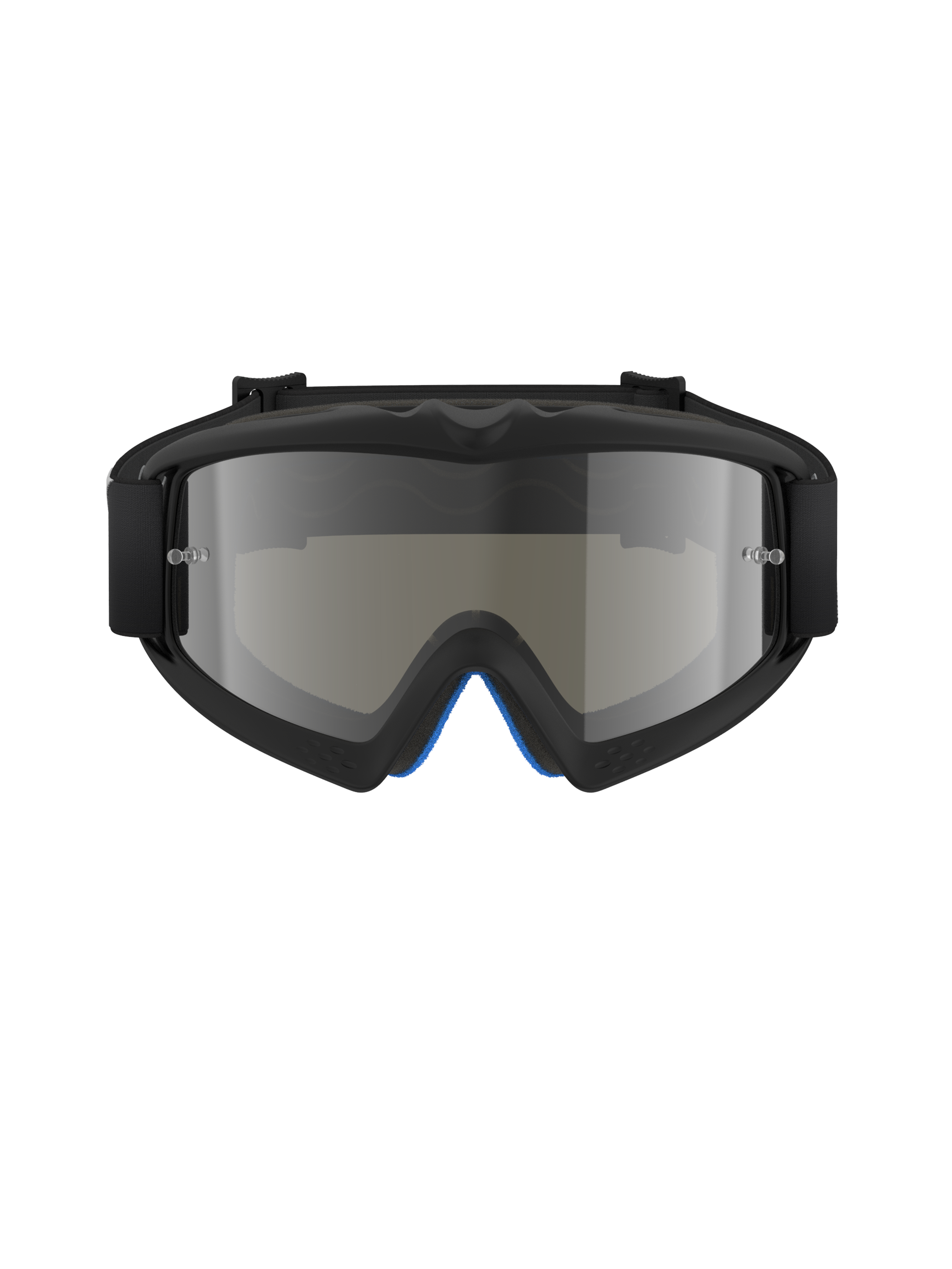 Alpinestars Vision Youth Corp Goggles, motorcrossbril, Black Mirror Silver, vooraanzicht met een spiegelende polycarbonaat lens en zwart A-FLEX urethaan frame, professionele off-road oogbescherming voor jonge rijders
