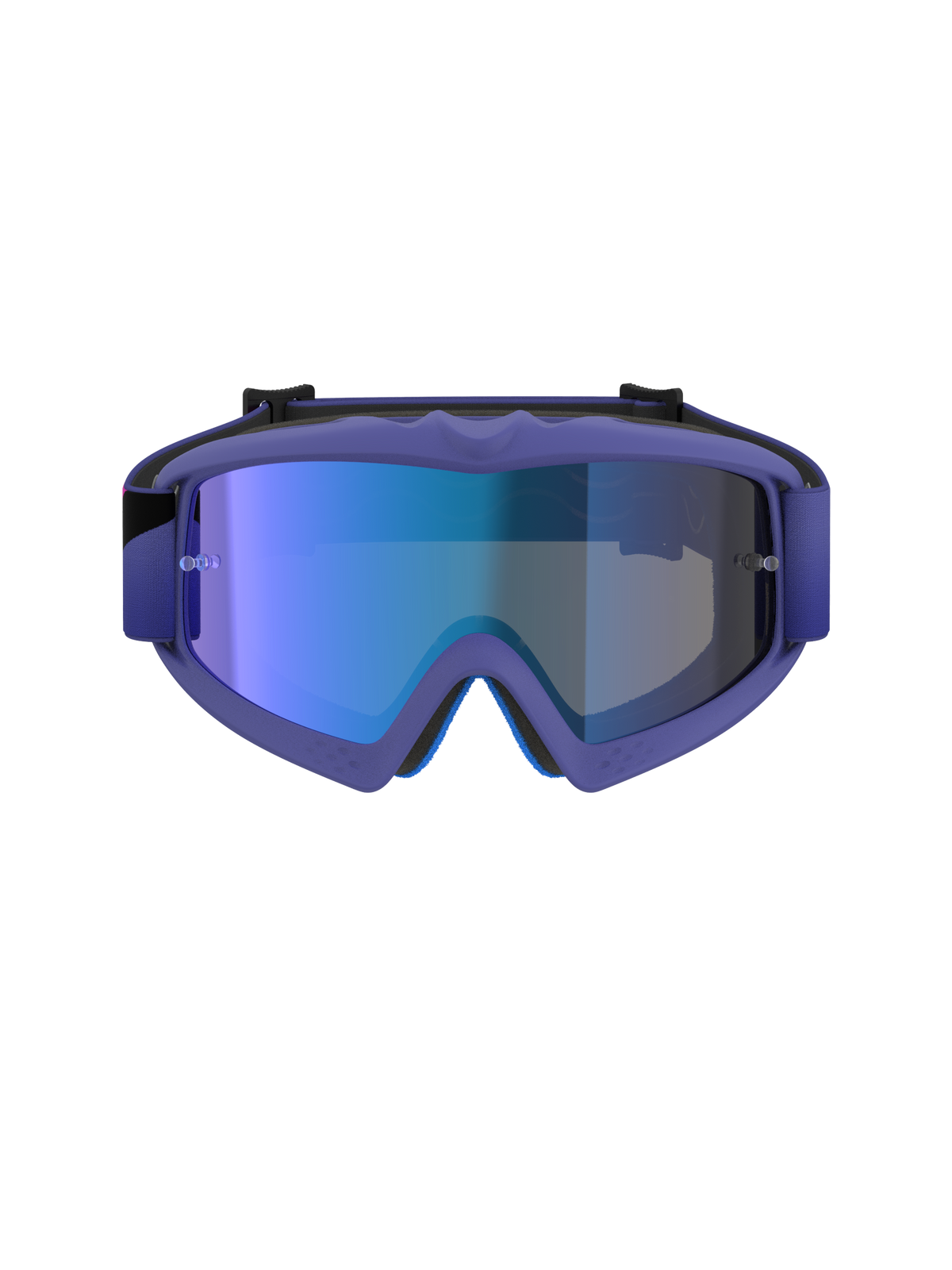 Alpinestars Vision Youth Corp Goggles, motorcrossbril, paars en fluo roze frame met Mirror Blue lens, off-road oogbescherming voor de jeugd, vooraanzicht met A-FLEX frame en multi-stage gezichtsschuim