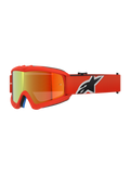 Alpinestars Vision Youth Corp Goggles, jeugd motorcrossbril, oranje met rode spiegellens, voorzien van zwart-wit Alpinestars-logo op de band, hoogwaardige oogbescherming voor off-road racen