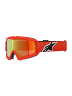 Alpinestars Vision Youth Corp Goggles, jeugd motorcrossbril, oranje met rode spiegellens, voorzien van zwart-wit Alpinestars-logo op de band, hoogwaardige oogbescherming voor off-road racen