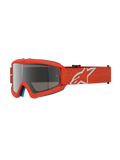 Alpinestars Jeugd Vision Vesta veiligheidsbril, motorcrossbril in oranje met zilveren spiegelende anti-condens lens en wit sterlogo op de band.