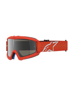 Alpinestars Jeugd Vision Vesta veiligheidsbril, motorcrossbril in oranje met zilveren spiegelende anti-condens lens en wit sterlogo op de band.