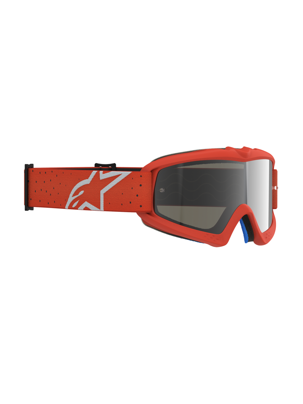 Alpinestars Jeugd Vision Vesta veiligheidsbril, oranje motocrossbril voor kinderen met een zilveren spiegelende anti-condenslens.