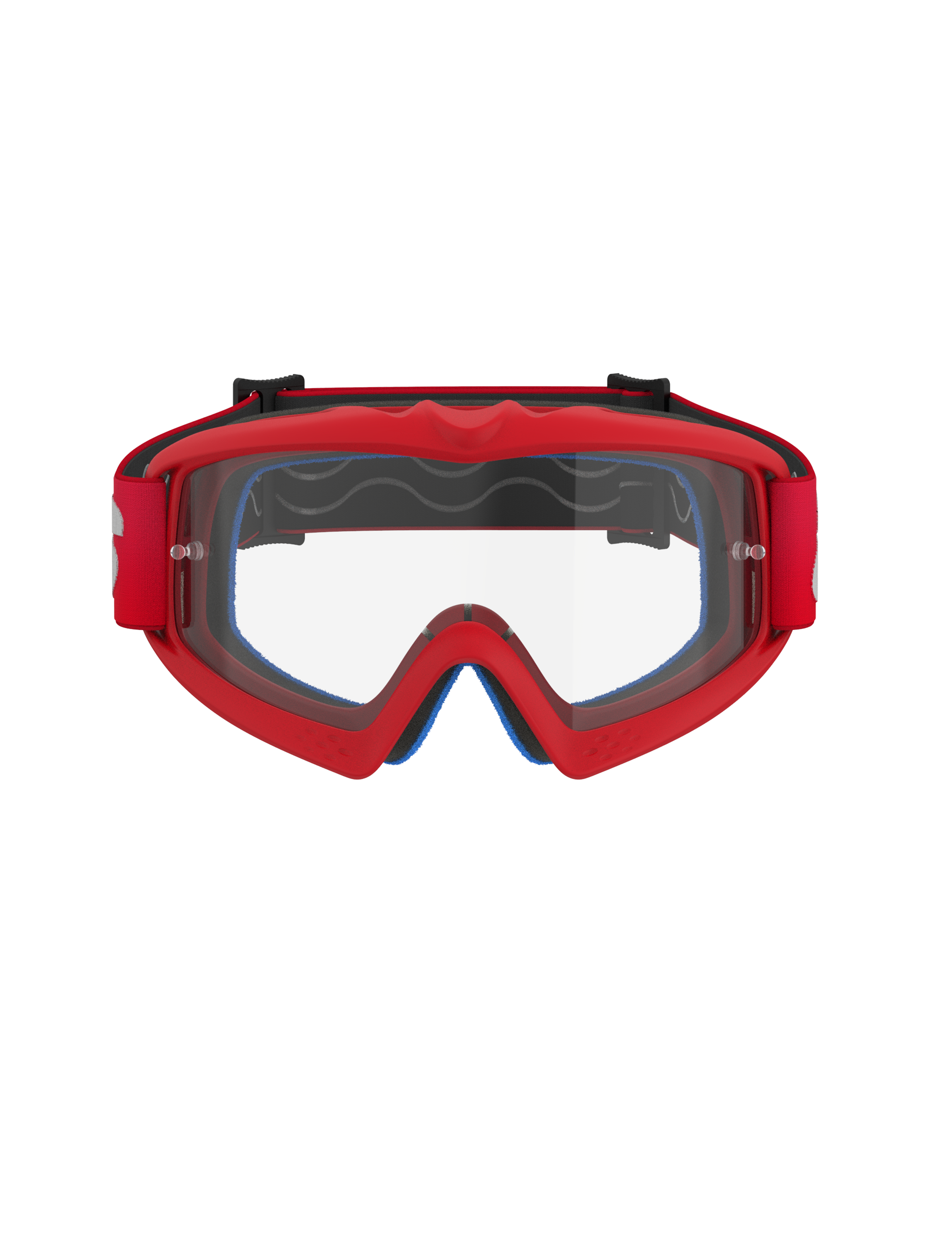 Alpinestars Vision Youth Blaze Goggles, rood en transparant, jeugd motocrossbril met een flexibel urethaan frame, anti-condens polycarbonaat lens met tear-off posts, vooraanzicht voor off-road raceprestaties