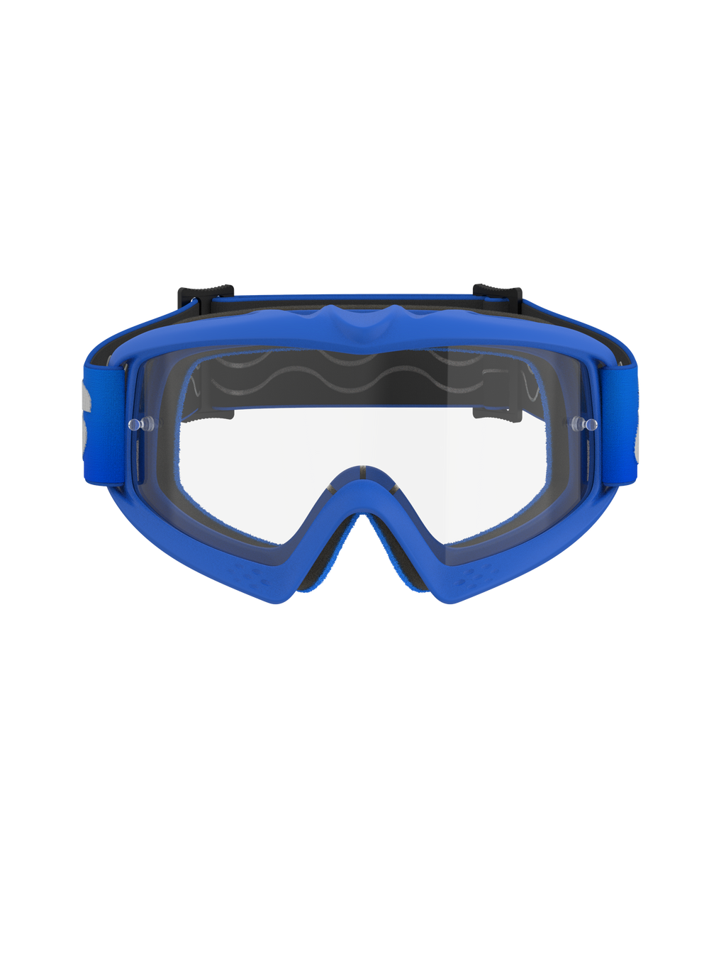 Alpinestars Vision Youth Blaze Goggles, jeugd motorcrossbril, blauw frame met heldere lens, voorzien van een flexibel blauw A-FLEX frame, anti-fog polycarbonaat lens met tear-off posts en een bijpassende blauwe geweven band, ontworpen voor jonge rijders en off-road racen
