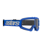 Alpinestars Vision Youth Blaze Goggles, jeugd motorcrossbril, blauw en helder, voorzien van een blauw frame met een heldere anti-condens lens, brede blauwe band met wit 'astars' logo, ontworpen voor jeugdrijders en kleinere gezichtsvormen, professionele off-road uitrusting