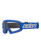 Alpinestars Vision Jeugd Blaze Goggles, motocross- en off-roadbril, blauw frame en band met wit astars-logo, heldere polycarbonaat lens, jeugd-specifieke pasvorm voor kleinere helmen, duurzame beschermende bril voor racen