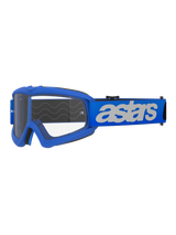Alpinestars Vision Jeugd Blaze Goggles, motocross- en off-roadbril, blauw frame en band met wit astars-logo, heldere polycarbonaat lens, jeugd-specifieke pasvorm voor kleinere helmen, duurzame beschermende bril voor racen
