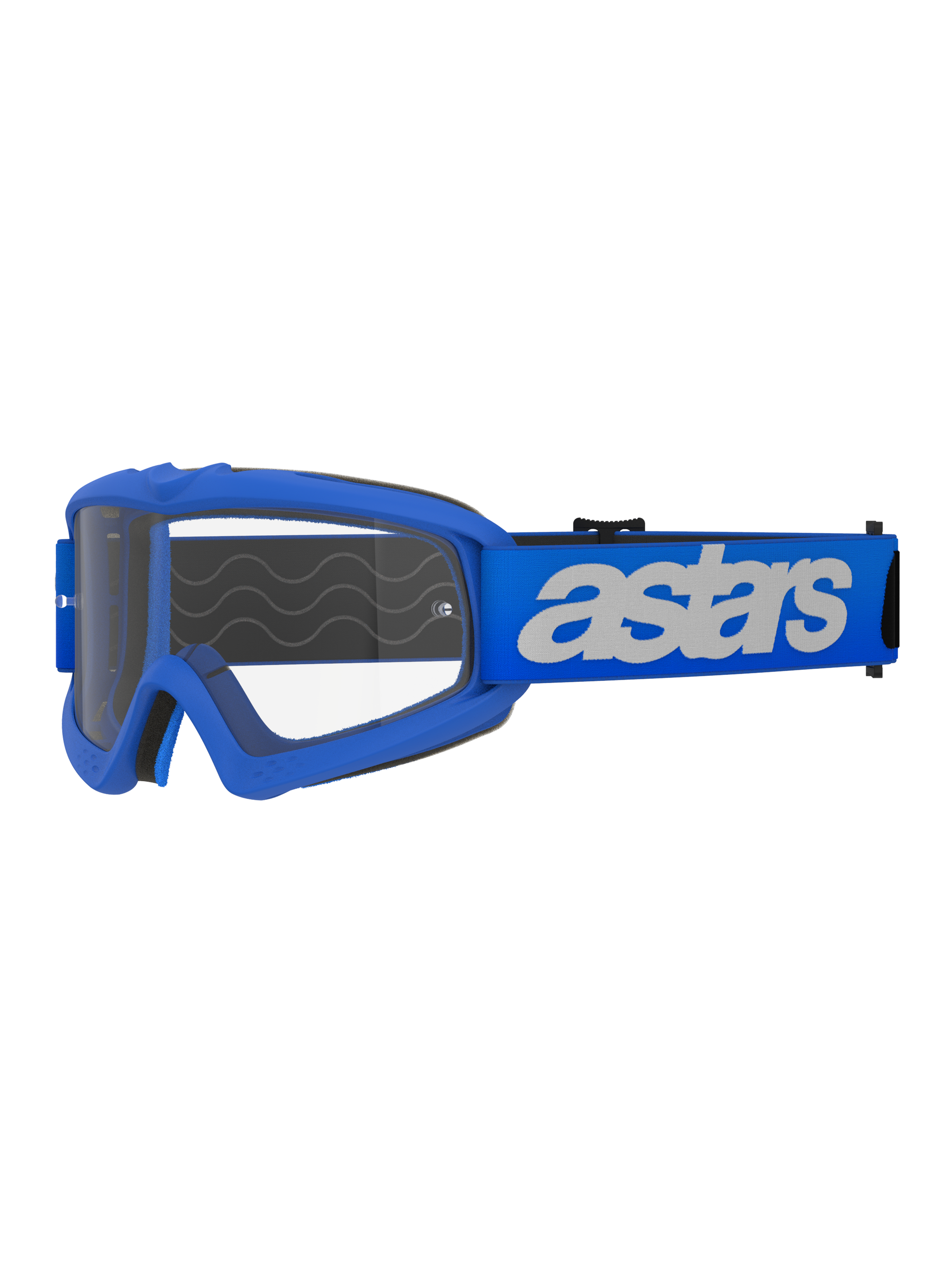 Alpinestars Vision Jeugd Blaze Goggles, motocross- en off-roadbril, blauw frame en band met wit astars-logo, heldere polycarbonaat lens, jeugd-specifieke pasvorm voor kleinere helmen, duurzame beschermende bril voor racen