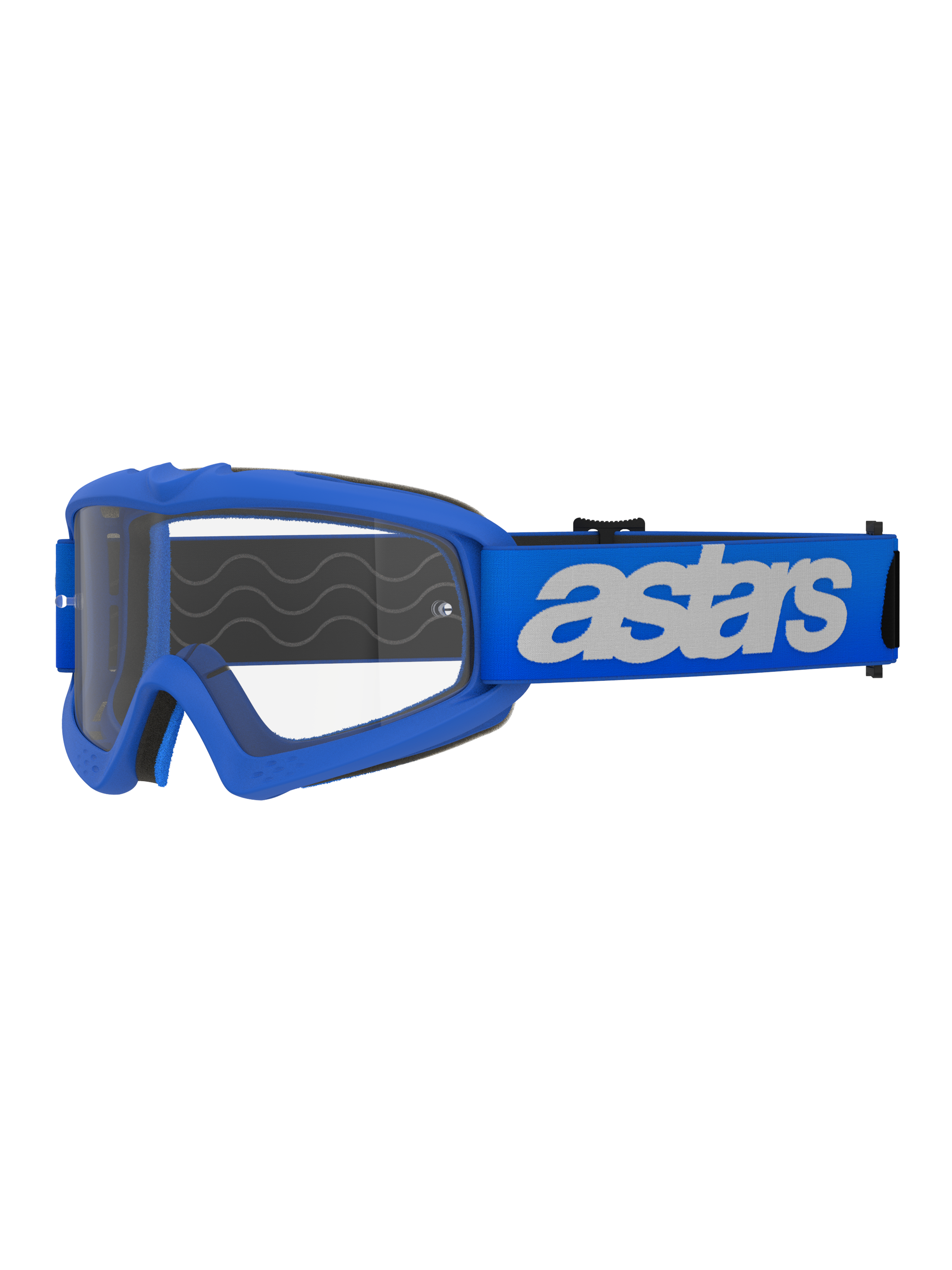Alpinestars Vision Jeugd Blaze Goggles, motocross- en off-roadbril, blauw frame en band met wit astars-logo, heldere polycarbonaat lens, jeugd-specifieke pasvorm voor kleinere helmen, duurzame beschermende bril voor racen