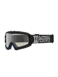 Alpinestars Vision Jeugd Atrox veiligheidsbril voor motorcross, jeugdmodel in zwart en zilver, met een spiegelende anti-condenslens en een logoband.