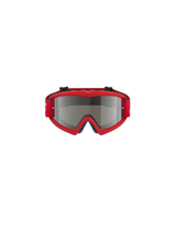 Alpinestars Vision Youth Blaze Goggles, Motocross Goggles, Red and Silver Mirror, front-facing view, featuring a vibrant red urethane frame and red strap, designed for youth riders with a mirrored lens