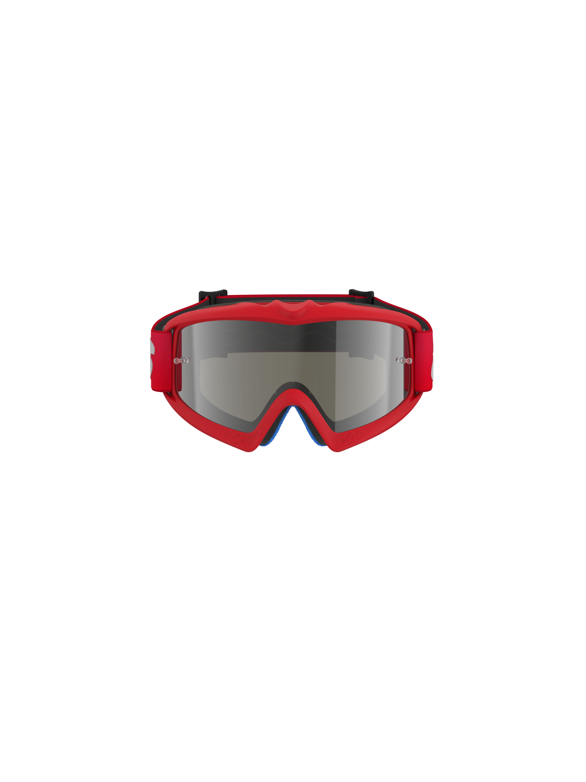 Alpinestars Vision Youth Blaze Goggles, Motocross Goggles, Red and Silver Mirror, front-facing view, featuring a vibrant red urethane frame and red strap, designed for youth riders with a mirrored lens