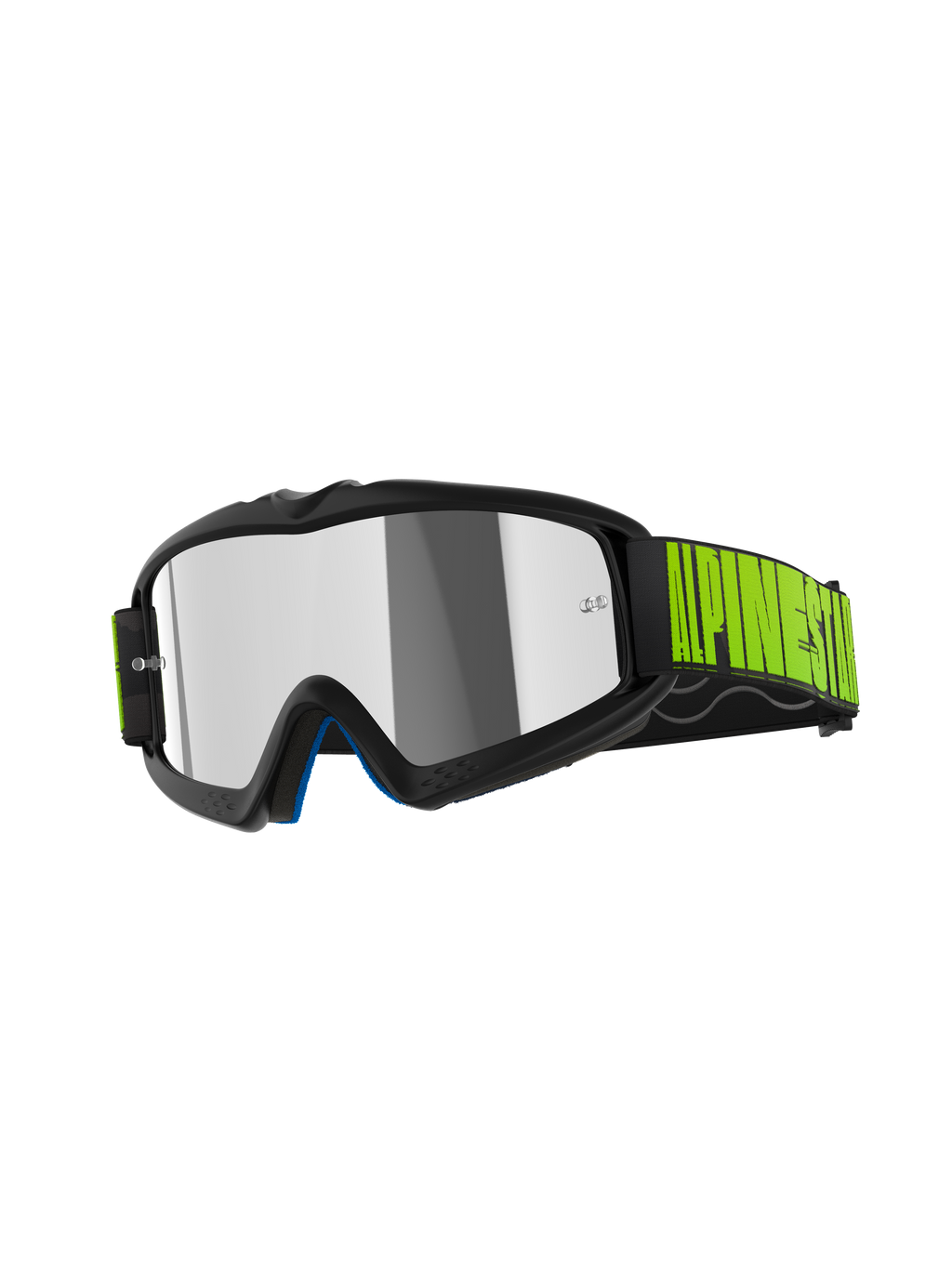 Alpinestars Vision Youth Hollow crossbril, jeugd motorcrossbril, antraciet en fluorgeel, voorzien van een zilveren spiegellens, zwarte band met opvallende gele branding, hoogwaardige beschermende eyewear voor off-road rijden voor de jeugd