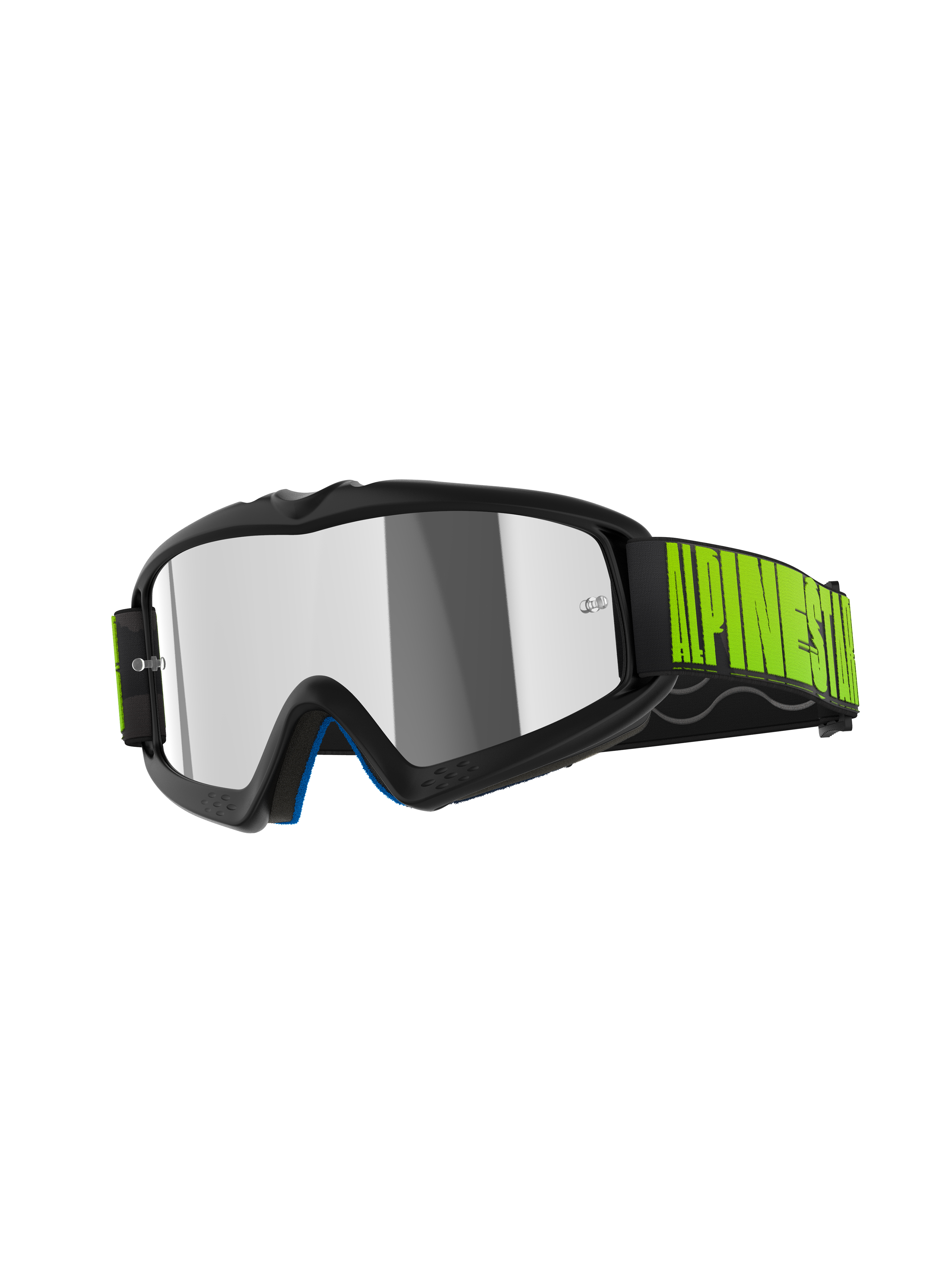 Alpinestars Vision Youth Hollow crossbril, jeugd motorcrossbril, antraciet en fluorgeel, voorzien van een zilveren spiegellens, zwarte band met opvallende gele branding, hoogwaardige beschermende eyewear voor off-road rijden voor de jeugd