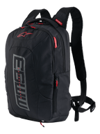 Alpinestars MM93 City Hunter V2 rugzak, motorrugzak, zwart met grijze MM93 graphic en rode accenten, Marc Marquez signature collectie, met gewatteerde schouderbanden en zijvakken, duurzaam stedelijk ontwerp