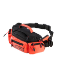 Alpinestars MM93 heuptas, praktische motor heuptas, zwart en fluorood, meerdere ritsvakken, handgreep bovenop en verstelbare zwarte riem, Marc Marquez 93 branding, duurzame waterbestendige constructie